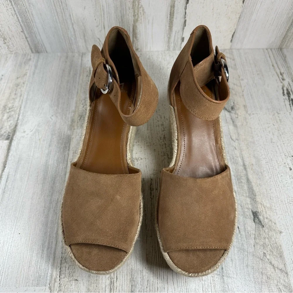 Marc Fisher Alita Platform Leather Suede Wedge Espadrille Sandal‎ Y2K Chunky